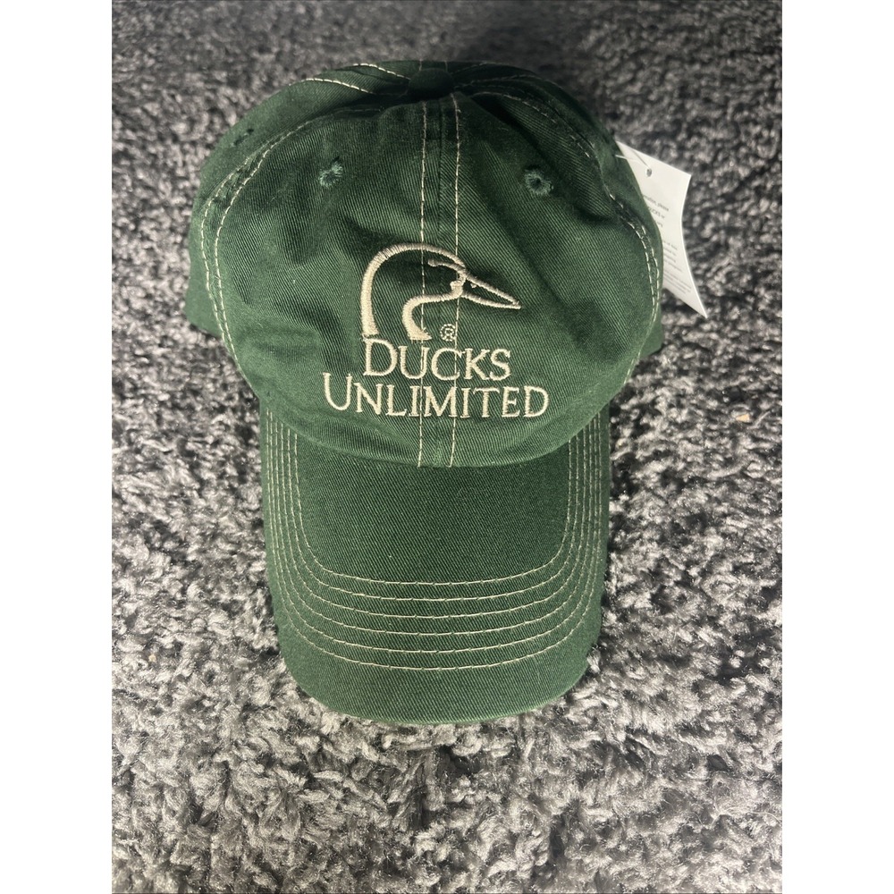Ducks Unlimited Hat‎ Forrest Green Retro Big Stitch Soft Cotton Vtg Logo Cap New